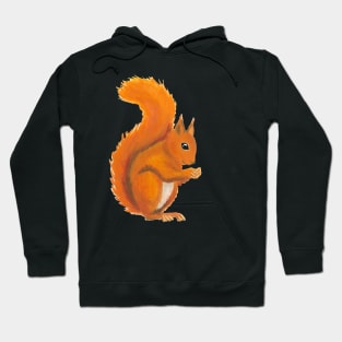 Red Squirell Watercolor Gouache Pattern Hoodie